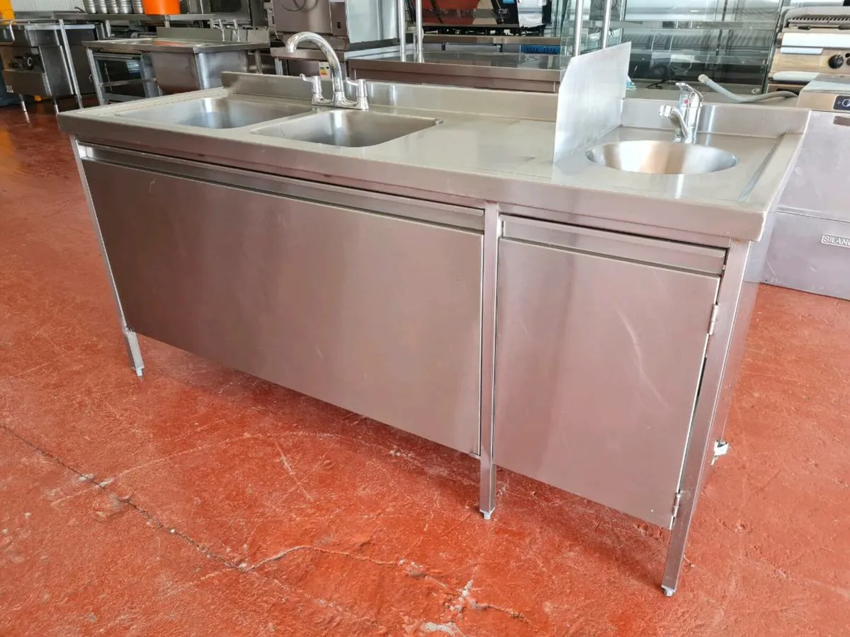Stainless Steel Double Sink with Hand Sink - Image 3