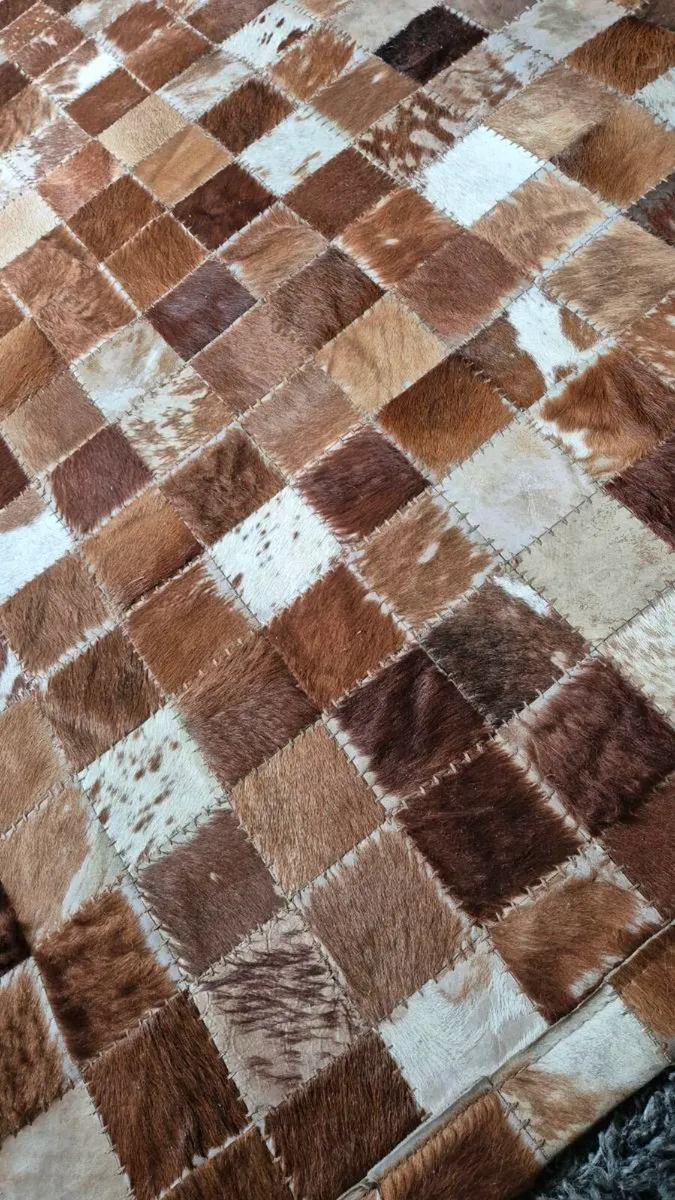 Genuine cowhide brown large rug - Image 1