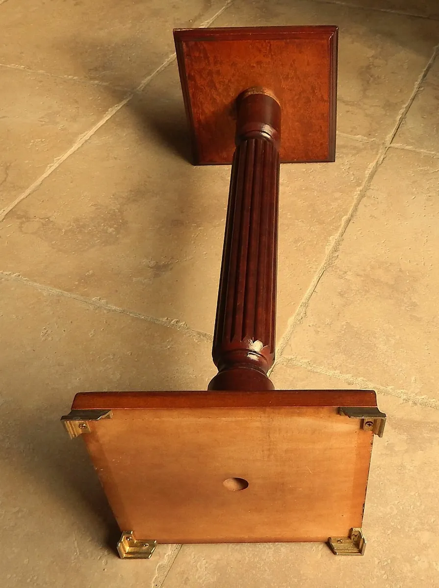 Vintage Mahogany Plant Stand with Brass Feet - Image 3