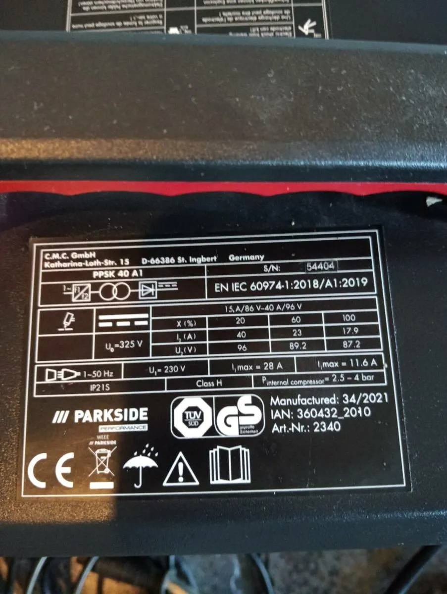 Parkside ppsk 40 a1 plasma cutter - Image 2