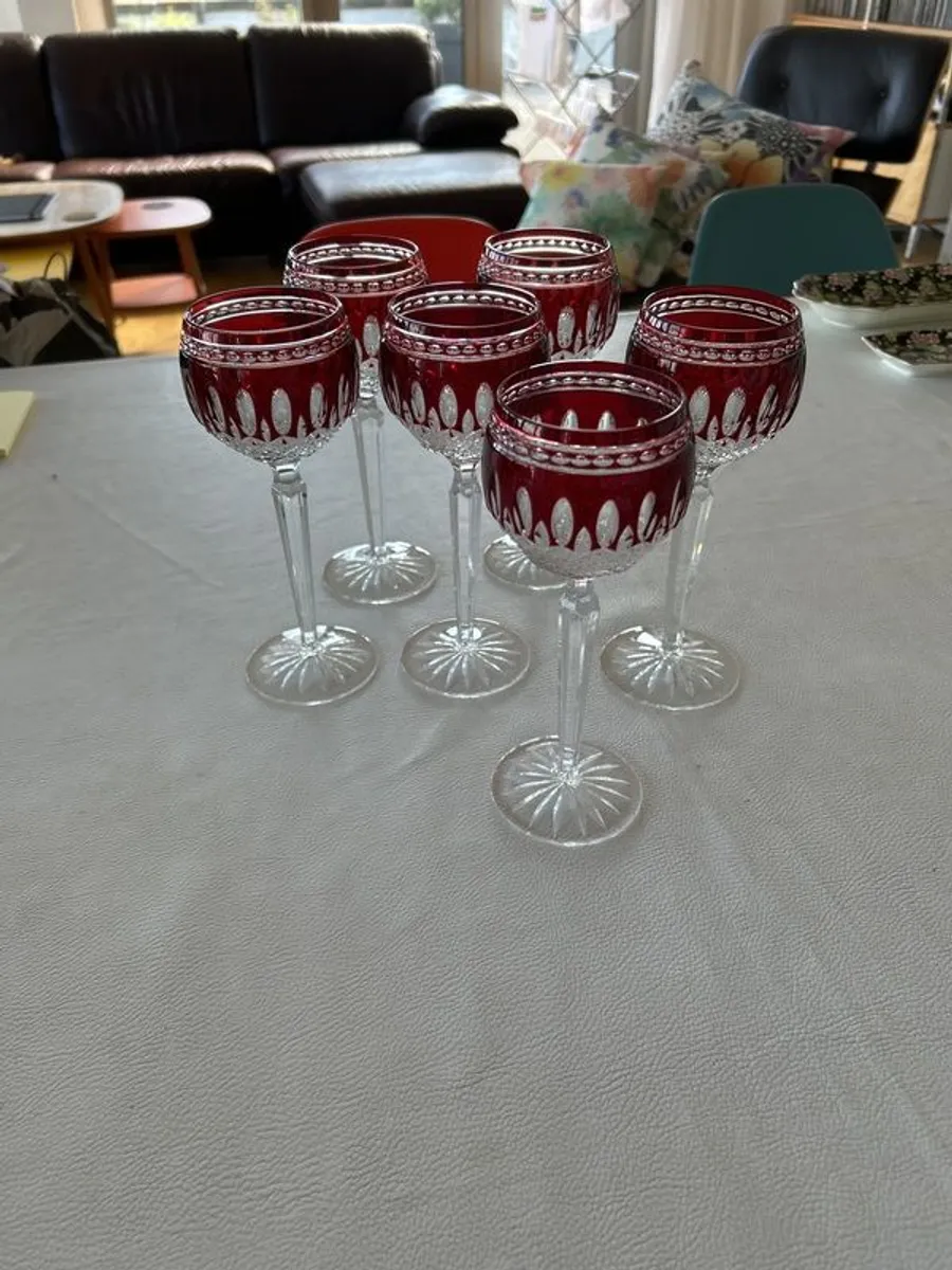 6x Waterford Crystal Clarendon Ruby goblets - Image 1