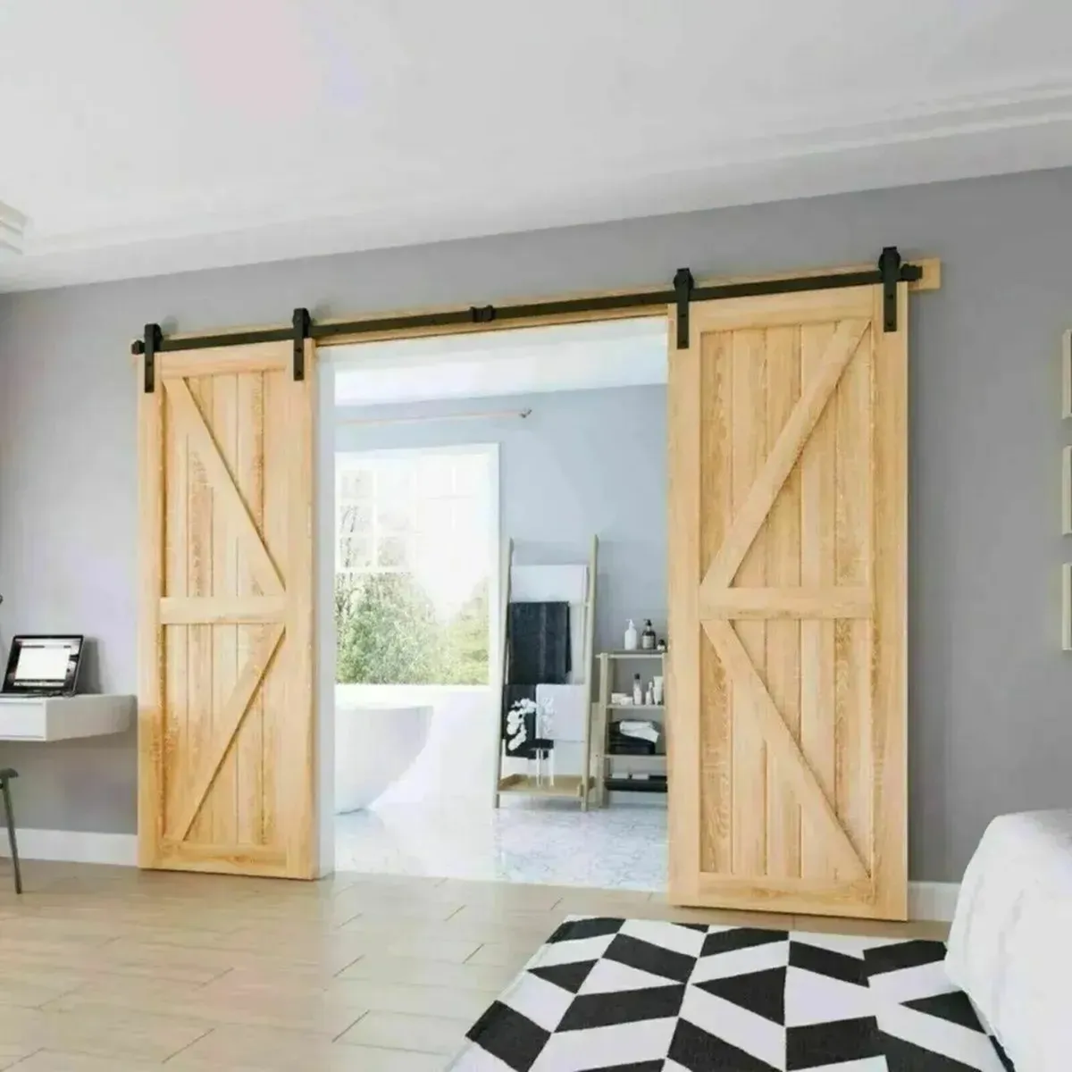 Double Sliding Barn Door Track Hardware 10FT - Image 4
