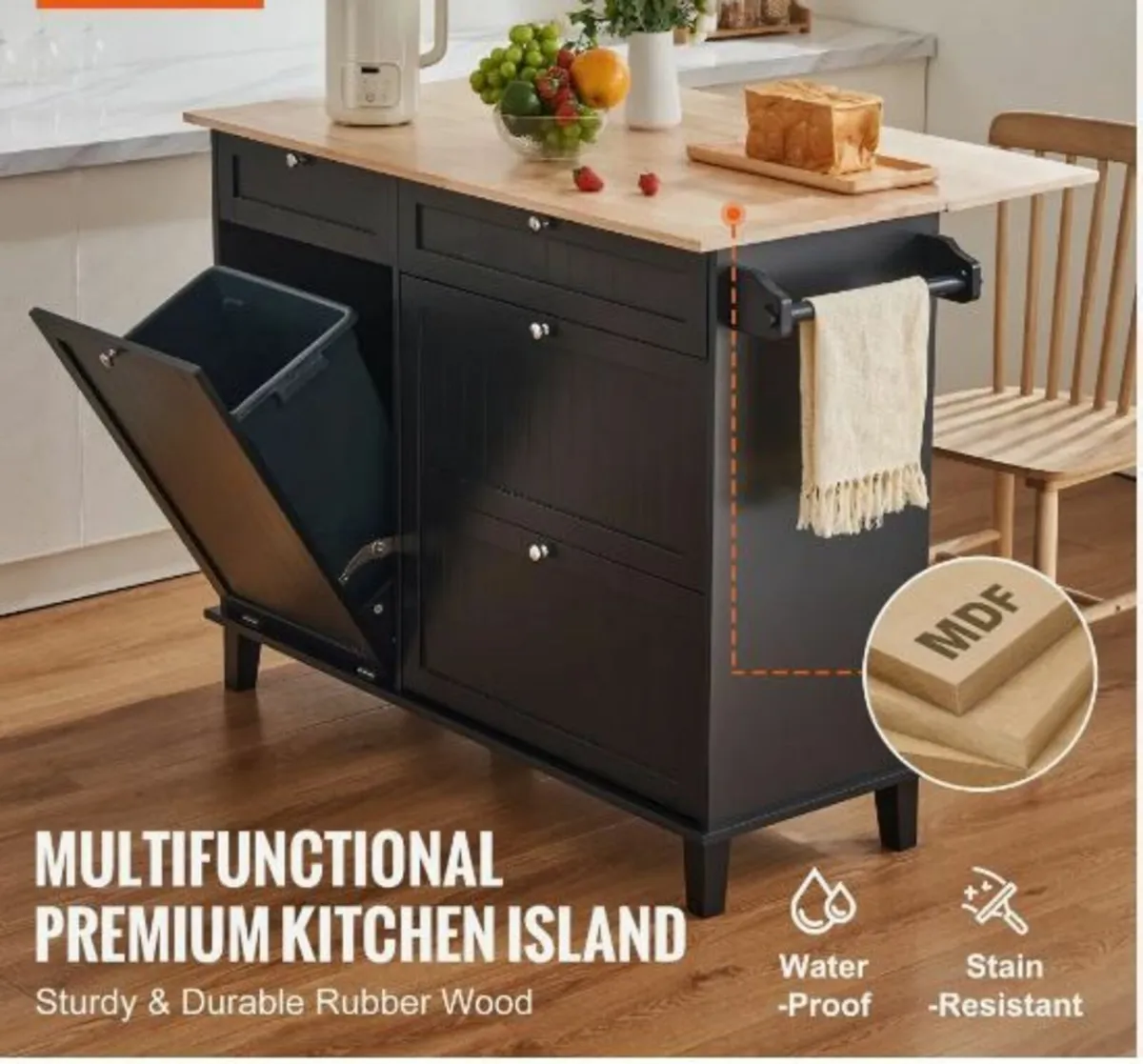 Kitchen Island Cart Storage Cabinet - Image 2