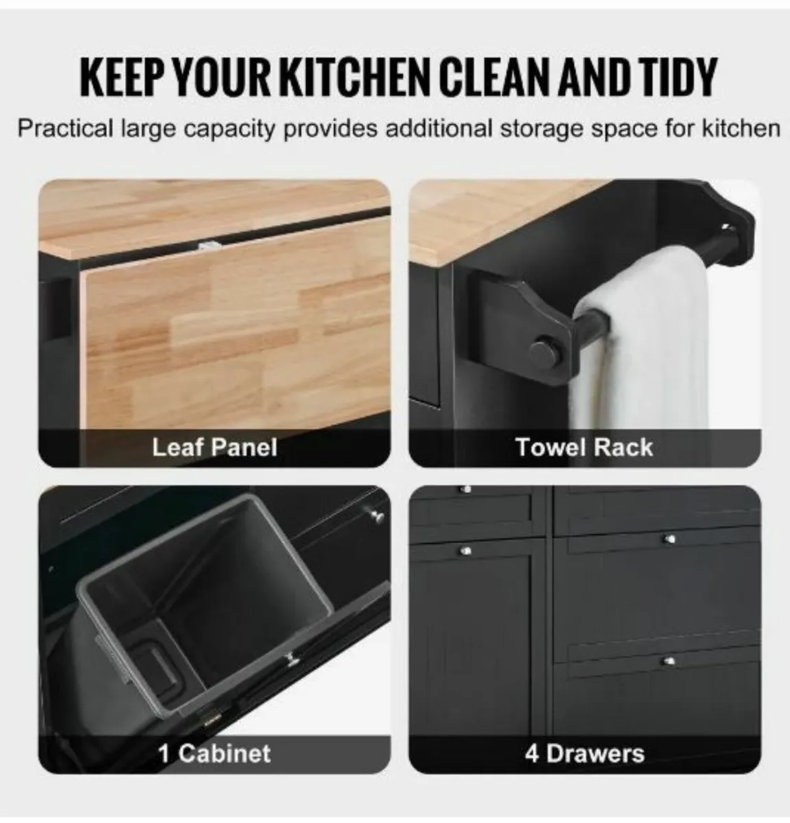 Kitchen Island Cart Storage Cabinet - Image 3