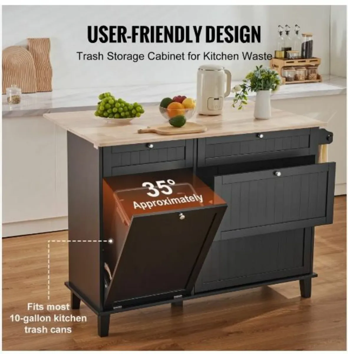 Kitchen Island Cart Storage Cabinet - Image 4