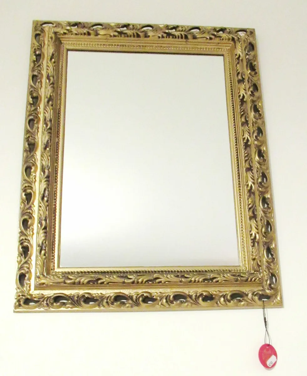 antique gold vintage mirror hall bathroom sink bed - Image 1