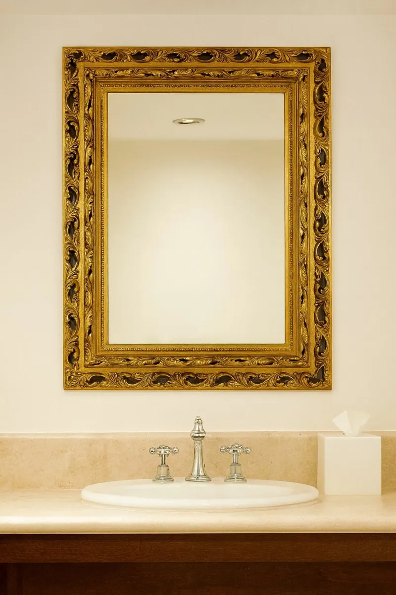antique gold vintage mirror hall bathroom sink bed - Image 3