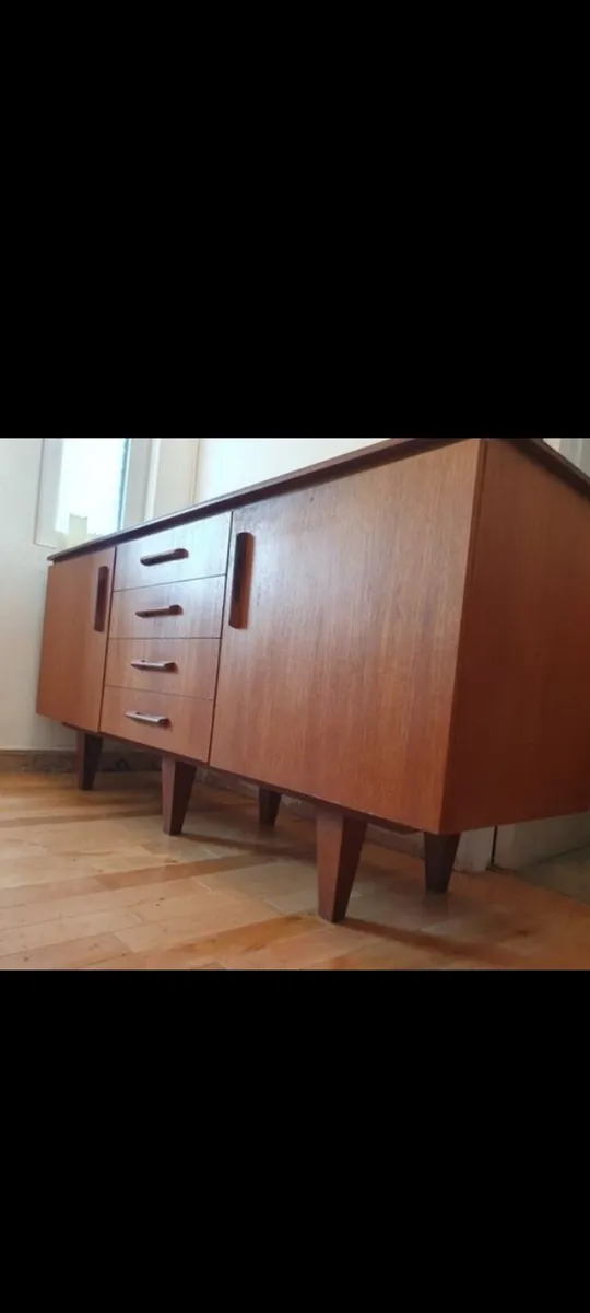 mid century teak sideboard solid teak top rare 50s - Image 1