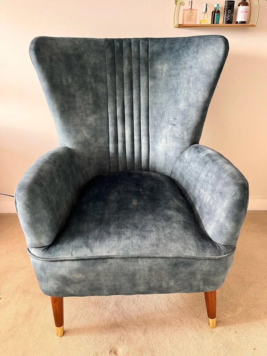 Blue Velvet Accent Chair - Image 1