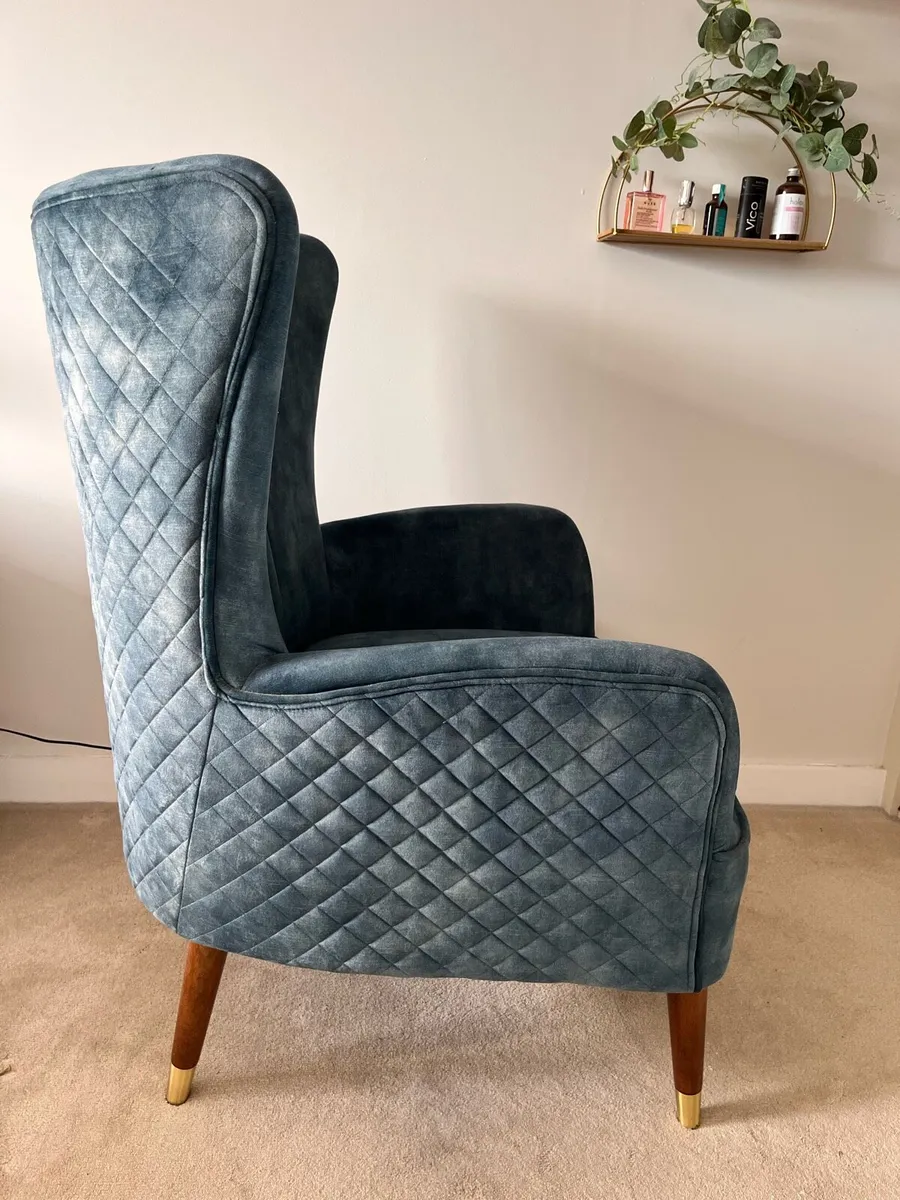 Blue Velvet Accent Chair - Image 2