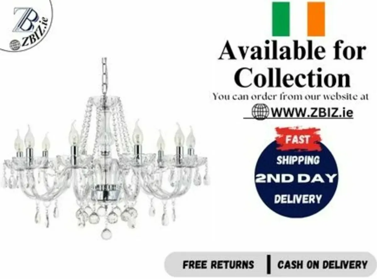 Chandelier 10 Lights – Modern Clear Crystal - Image 1