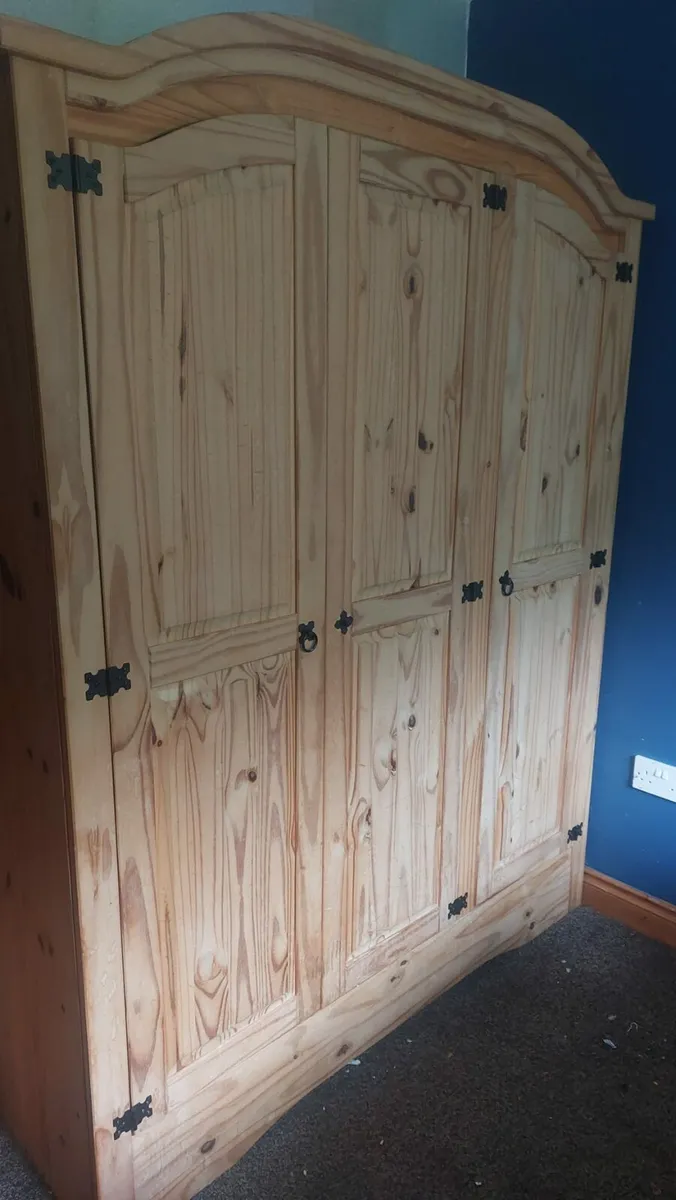 3 Door Solid Pine Wardrobe - Image 1