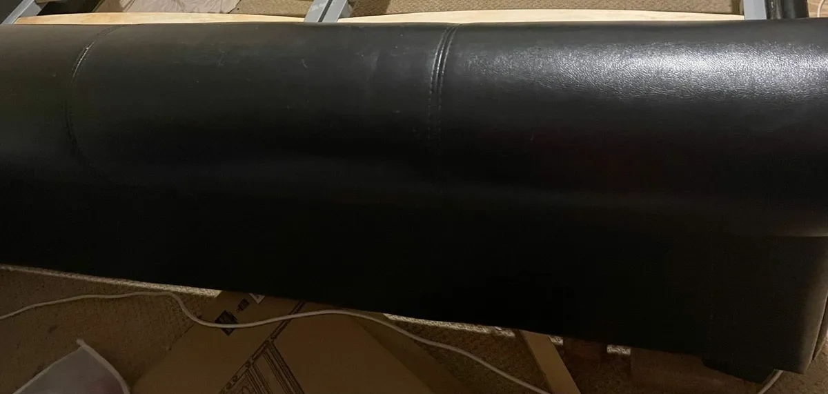 King Sized Black Faux Leather Sleigh Bed Frame - Image 3