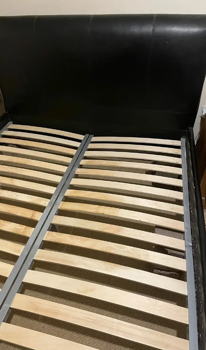 King Sized Black Faux Leather Sleigh Bed Frame - Image 4