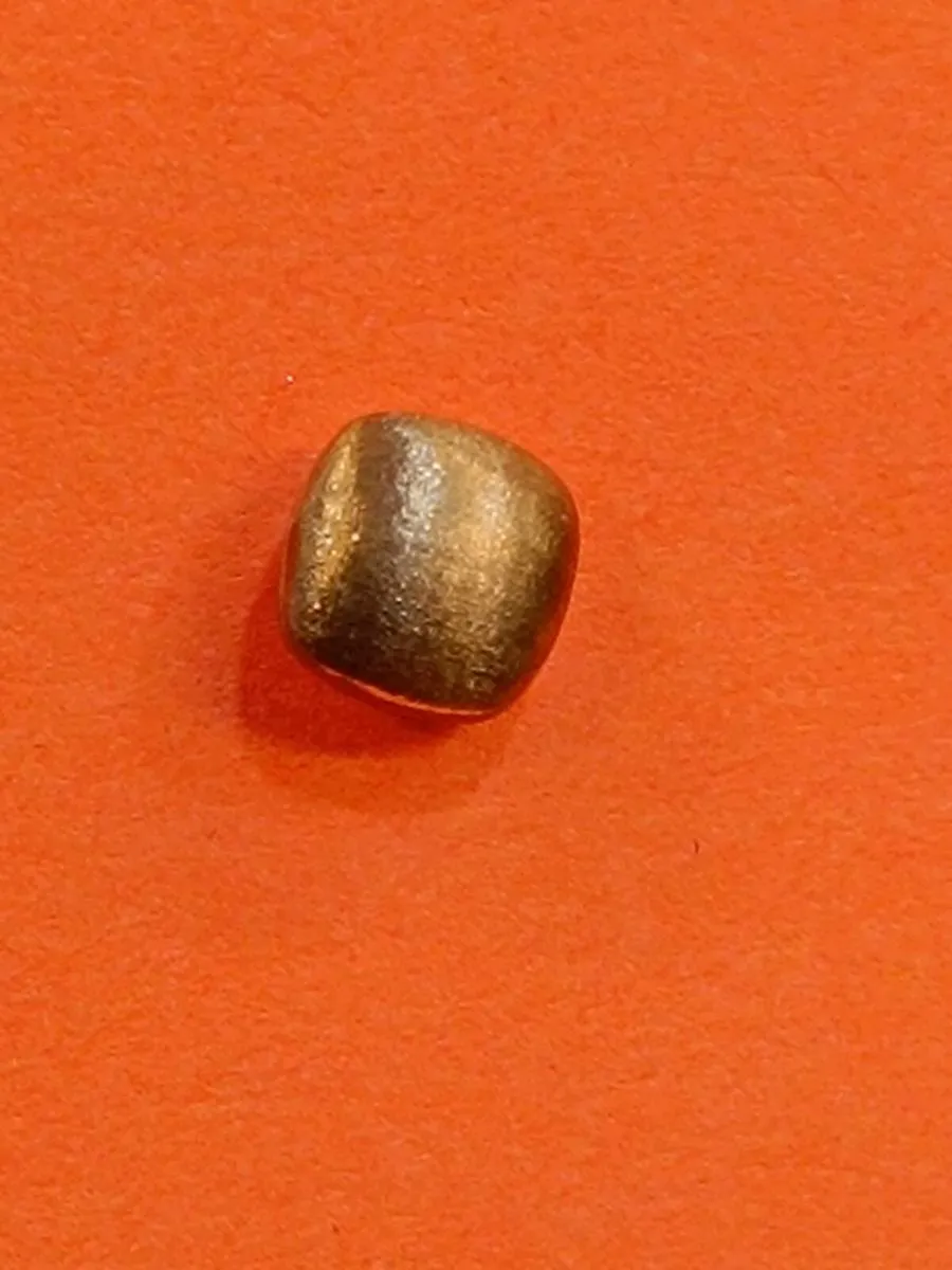 9k Brushed Yellow Gold Button Earrings, Studs - Image 3