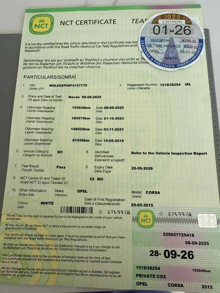 Opel Corsa 2015 1.4 Petrol NCT 28/09/26 Tax 01/26 - Image 2