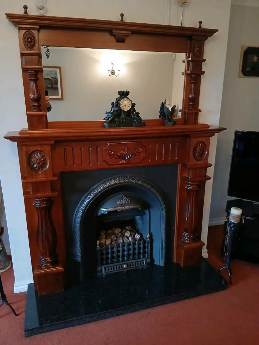 Mahogany Fireplace, Insert and Plinth - Image 2