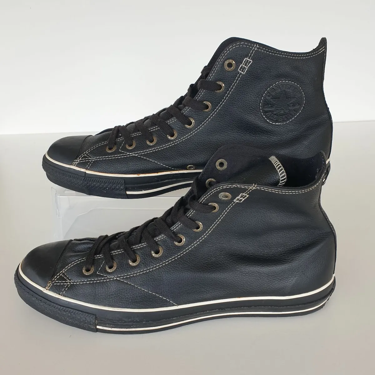 Converse black leather trainers size 13 - Image 3