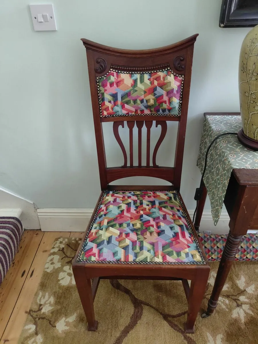 Restored Edwardian chairs & ottoman - Image 1