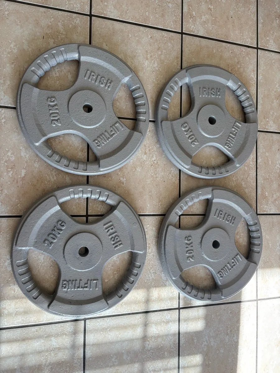 100KG OF 1 INCH METAL TRIGRIP WEIGHT PLATES!