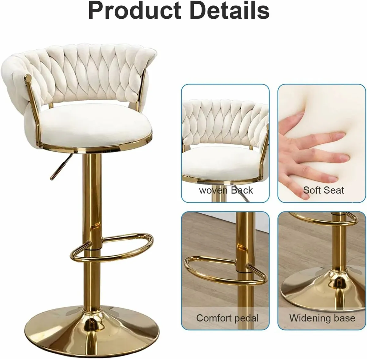 Bar stools/ Swivel Velvet Bar Stool Set Of 4 - Image 2