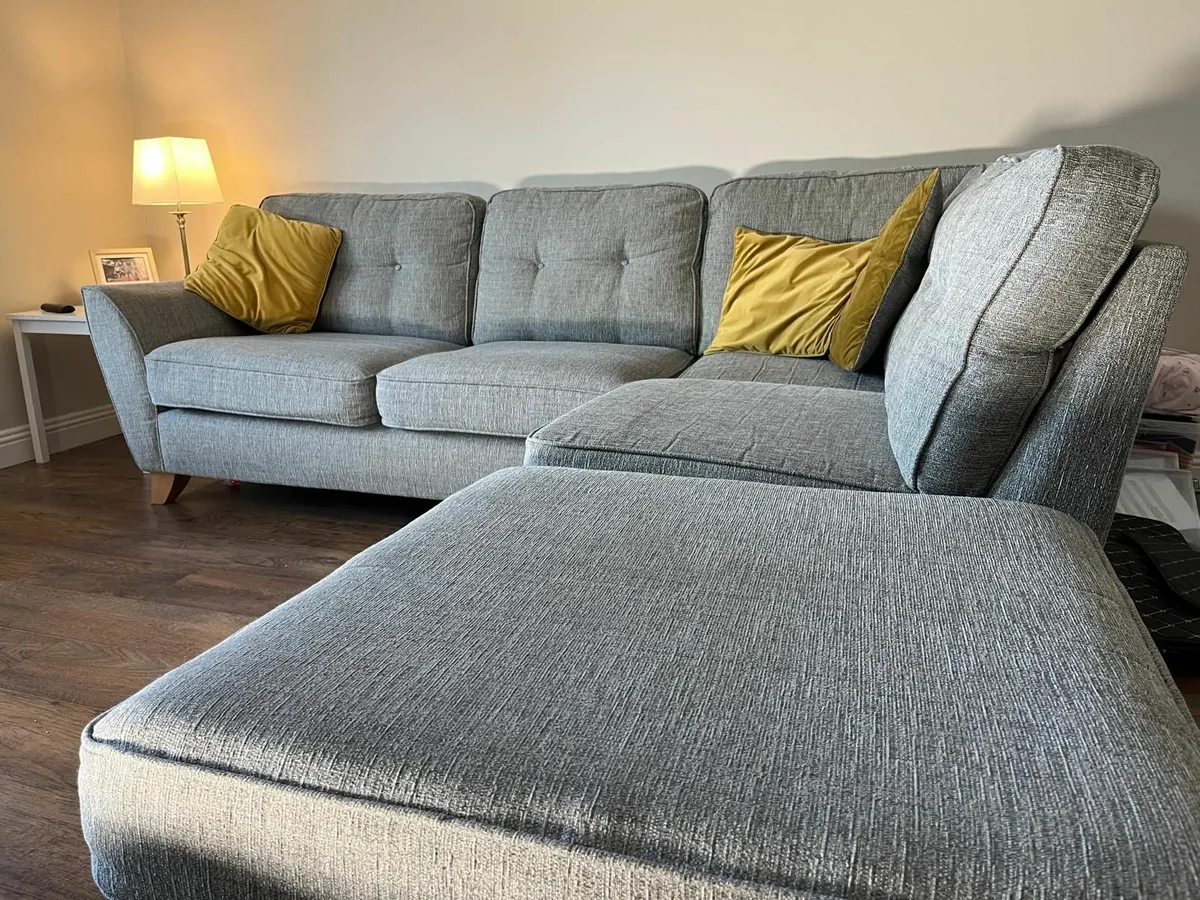 Grey Corner Sofa with Footstool – Excellent Condit - Image 3