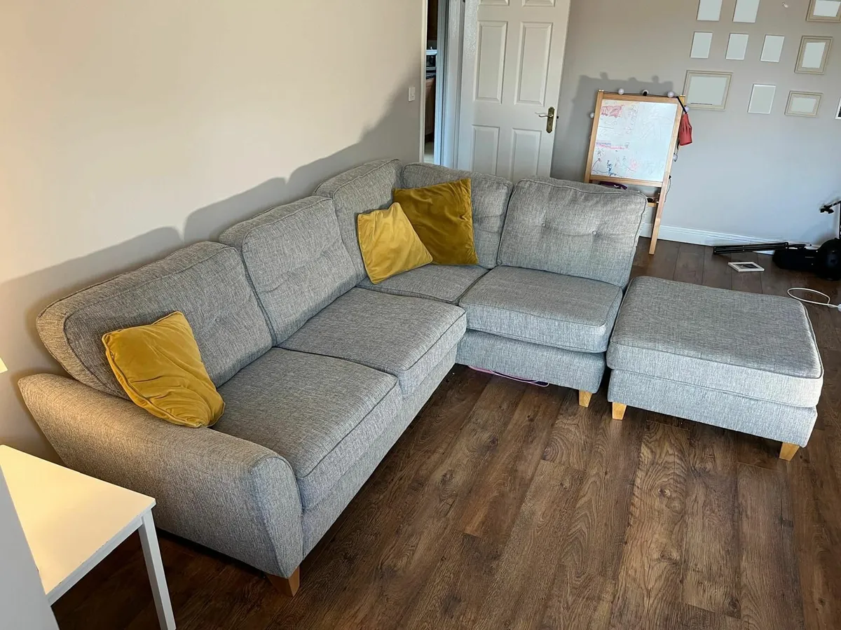 Grey Corner Sofa with Footstool – Excellent Condit - Image 4