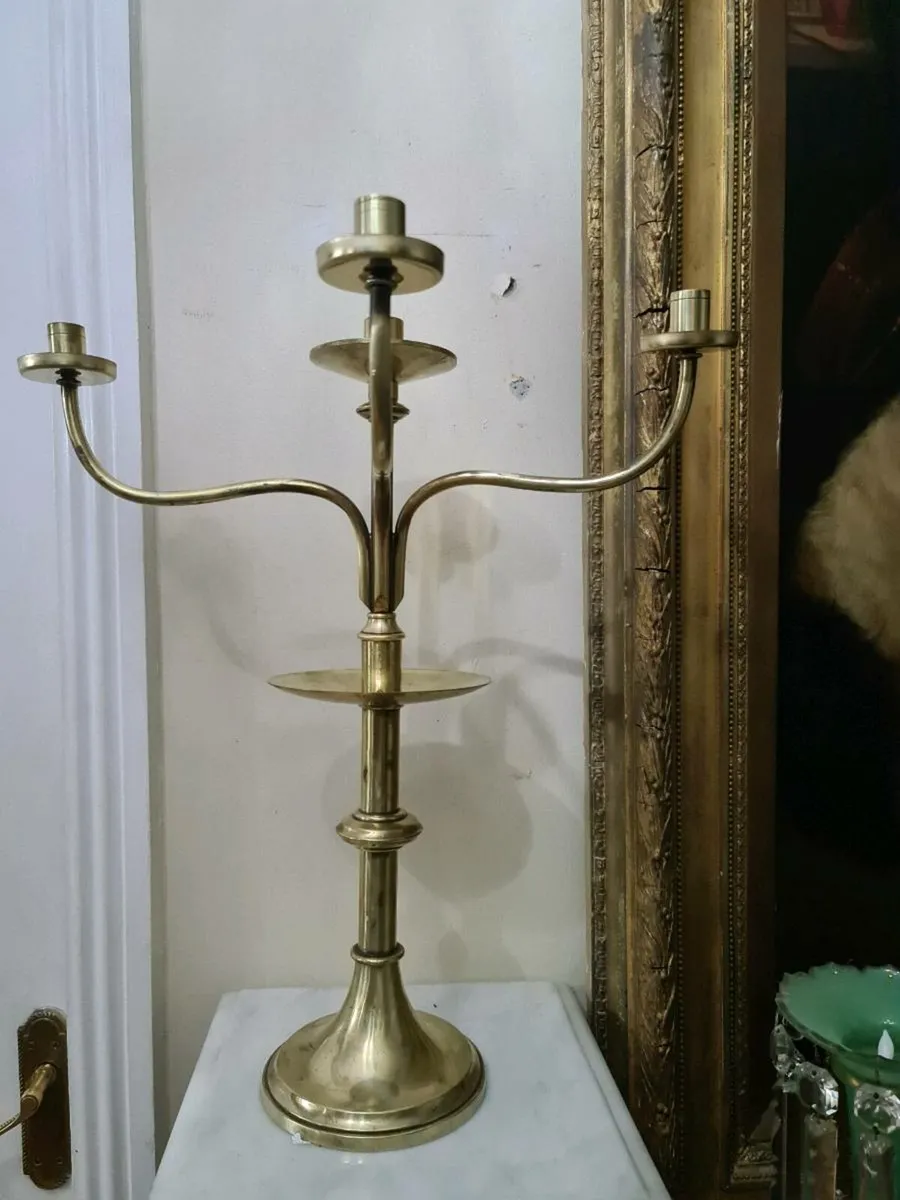 Antique Ecclesiastical brass candle holder POSTAGE - Image 4