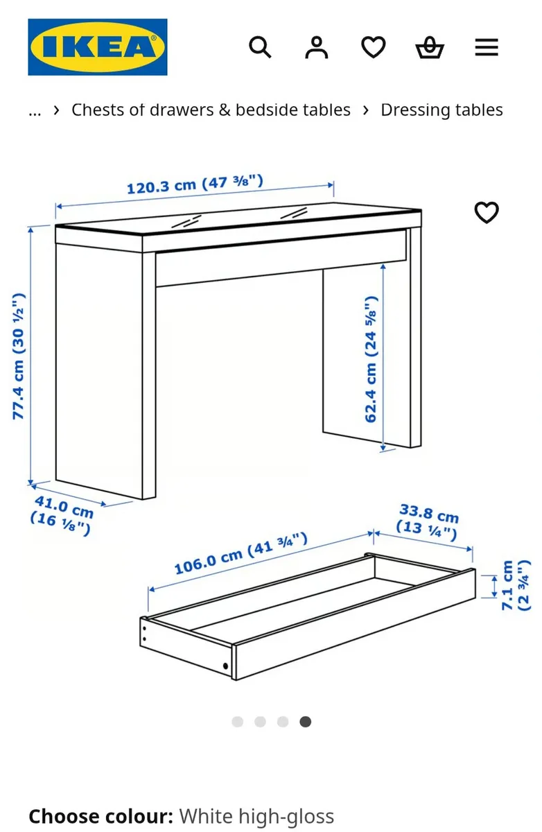 Ikea dressing table and glass top - Image 1