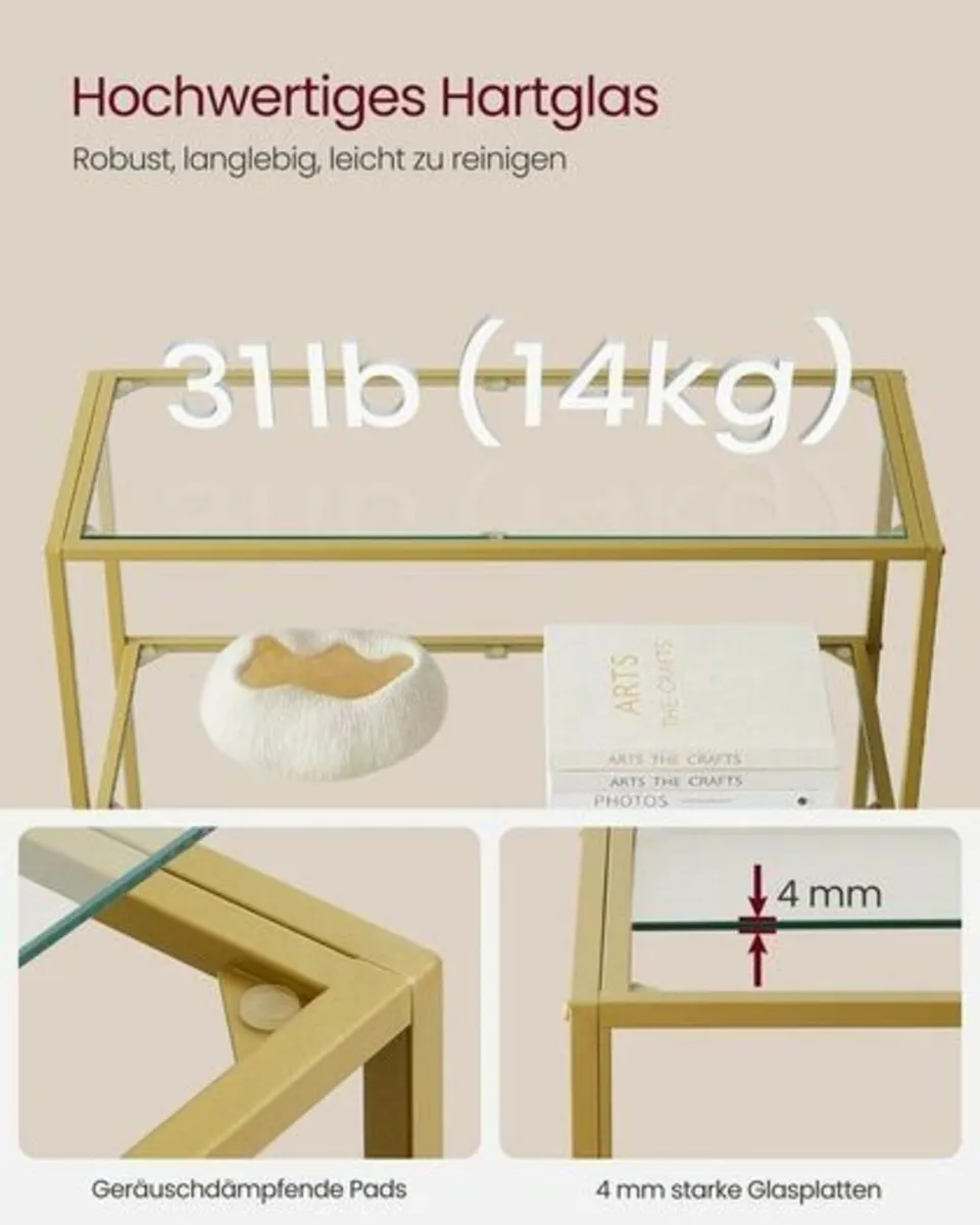 Shelves Tempered Glass Transparent Metallic Gold - Image 3