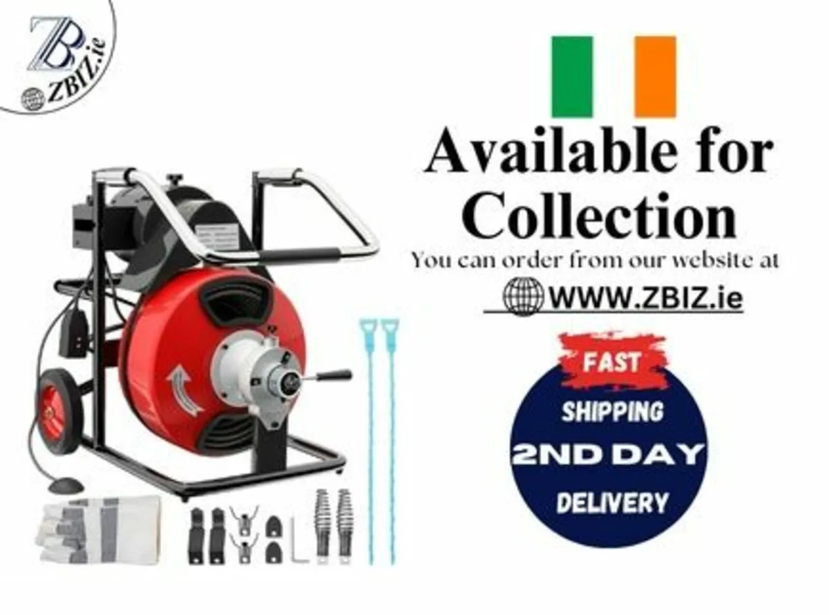 50FT X 1/2 Inch 250W Drain Pipe Cleaning Machine - Image 1