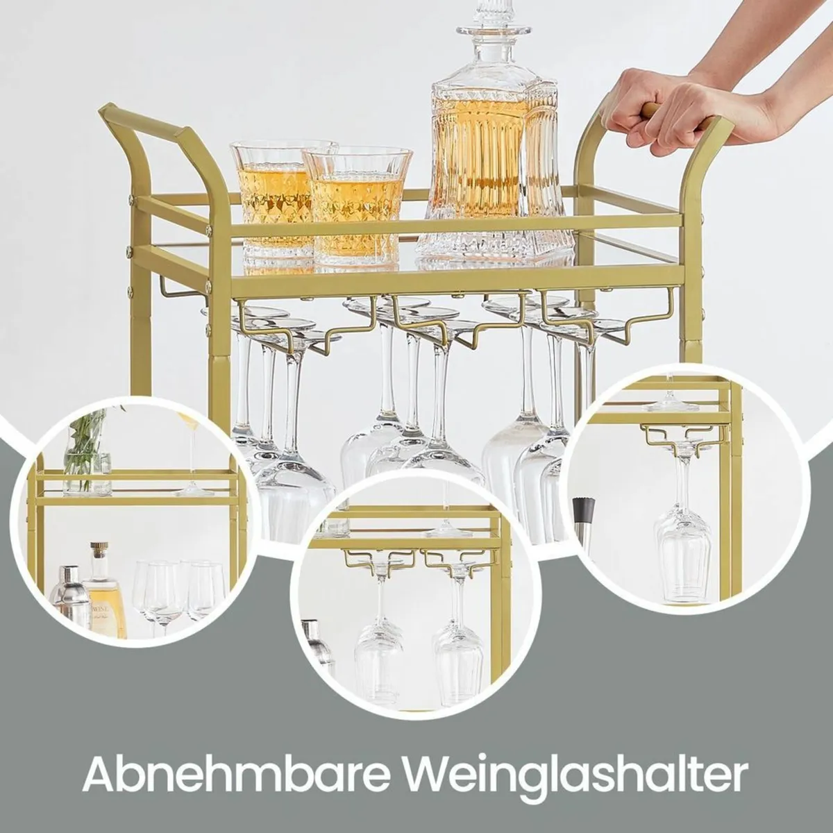 Serving trolley, trolley with 3 levels, with casto - Image 3