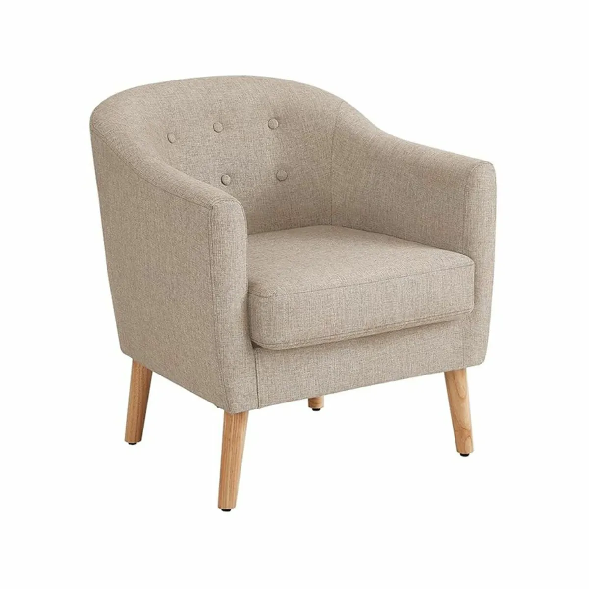 Beige Lounge Chair Linen Cotton Modern Armchair wi - Image 2