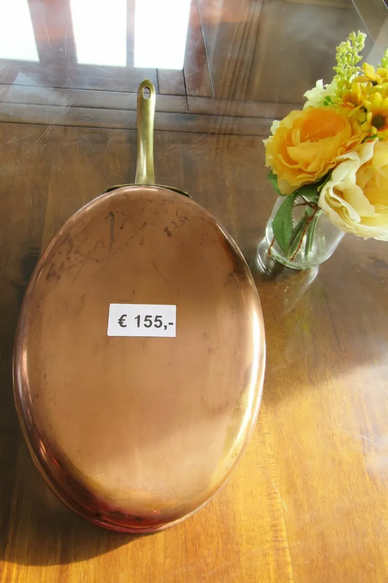 antique vintage copper pan wall cottage kitchen - Image 1