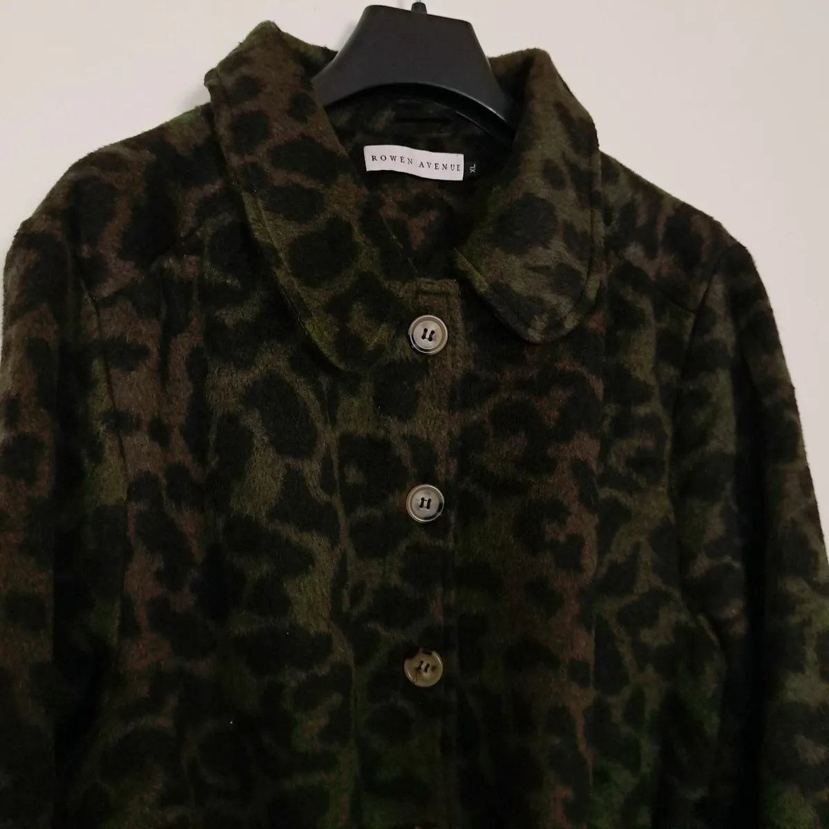 Rowen Avenue Olive Green Leopard Print Jacket XL - Image 3