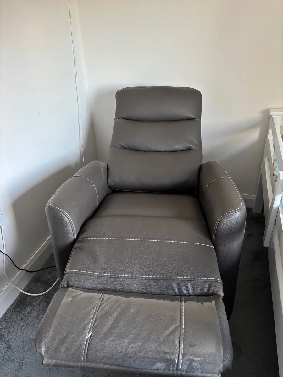 Electric Reclining Leather Swivel Armchair - Image 2