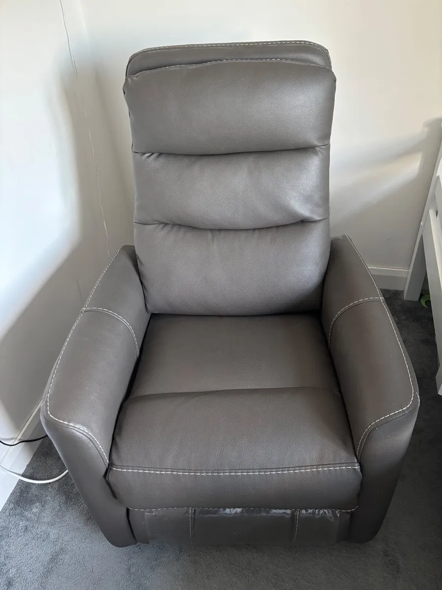 Electric Reclining Leather Swivel Armchair - Image 1