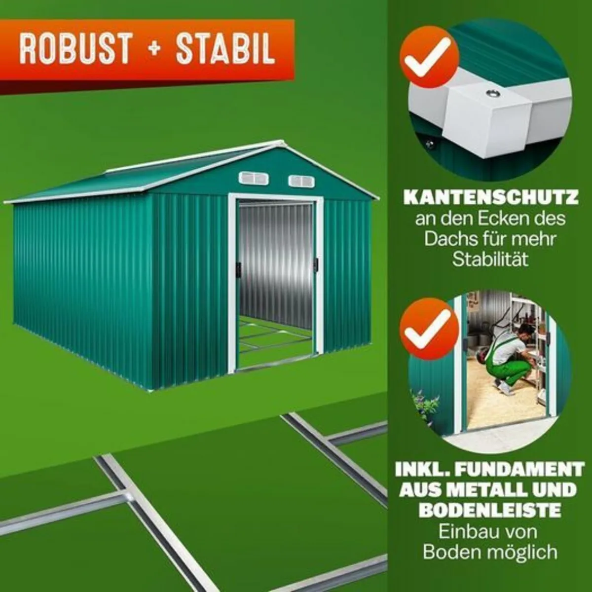 XL Tool Shed, Galvanised Metal - Image 2