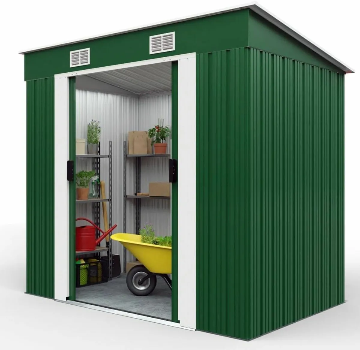 Metal Tool Shed Garden Shed Pitched Roof Metal Bas - Image 3