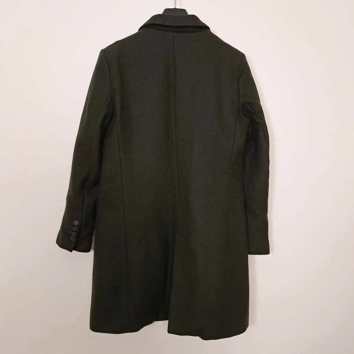 Zara Olive Green Long Coat Wool Size M - Image 3