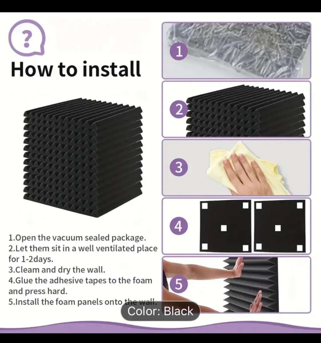 52 Foam Acoustic Soundproof Panels - New - Image 3