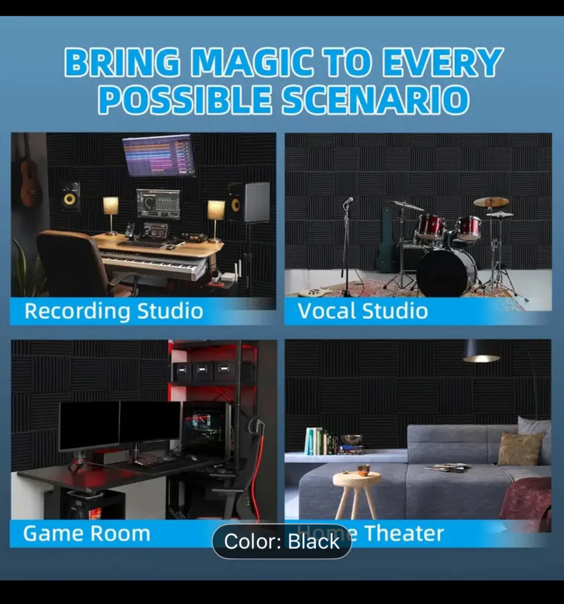 52 Foam Acoustic Soundproof Panels - New - Image 4