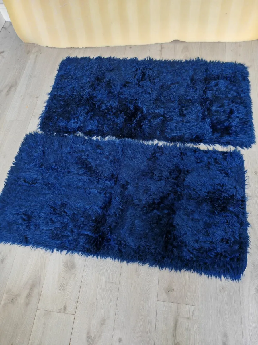Deep Blue soft Bedside Rugs - Image 2