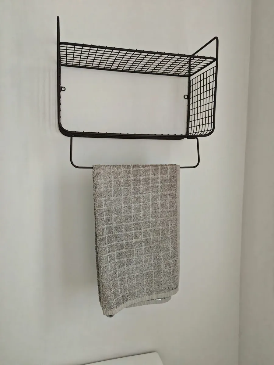 Bathroom Metal Shelf with towel rail - Image 1