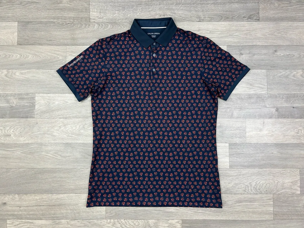 Galvin Green Floral Patterned Golf Polo Shirt M - Image 1