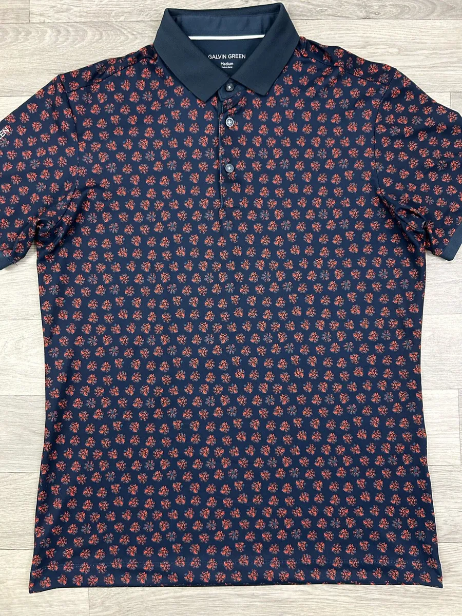 Galvin Green Floral Patterned Golf Polo Shirt M - Image 2
