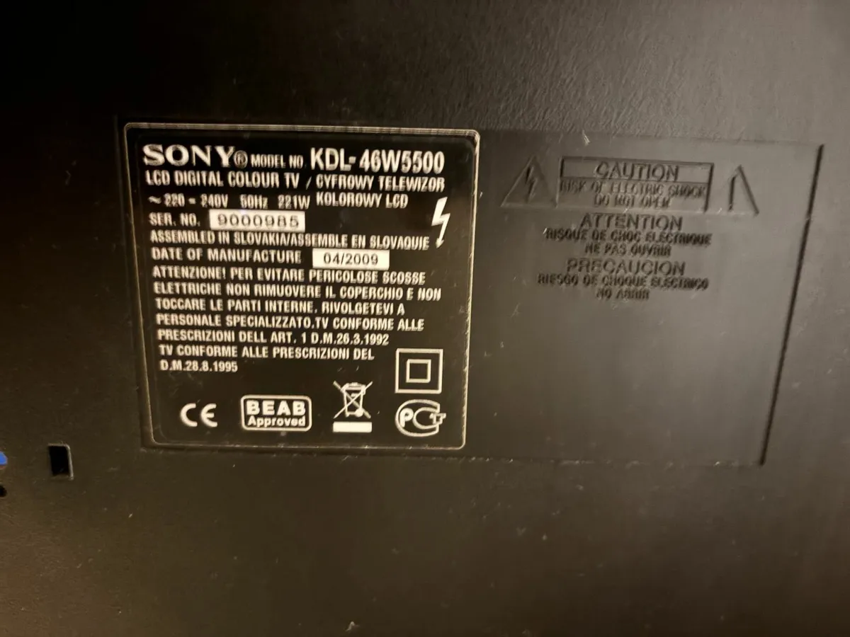 Sony Bravia 46” Full HD TV – Model KDL-46W5500 - Image 3