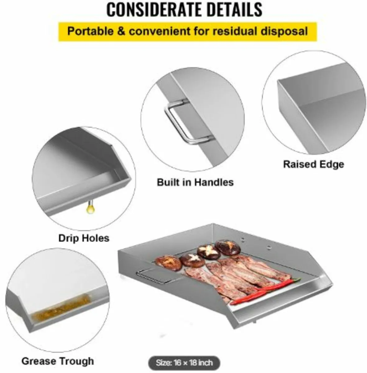 Square Grill Plate 16 x 18 Inch Stainless Steel - Image 3