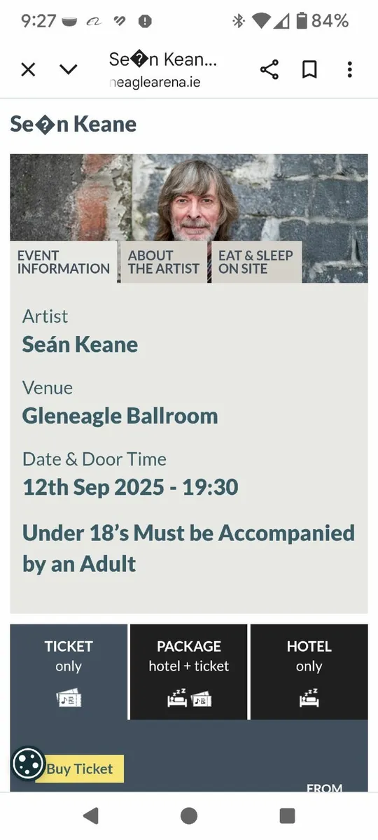 2Tickets @Sean Keane FrI12Sept INEC KILLARNEY Z - Image 3