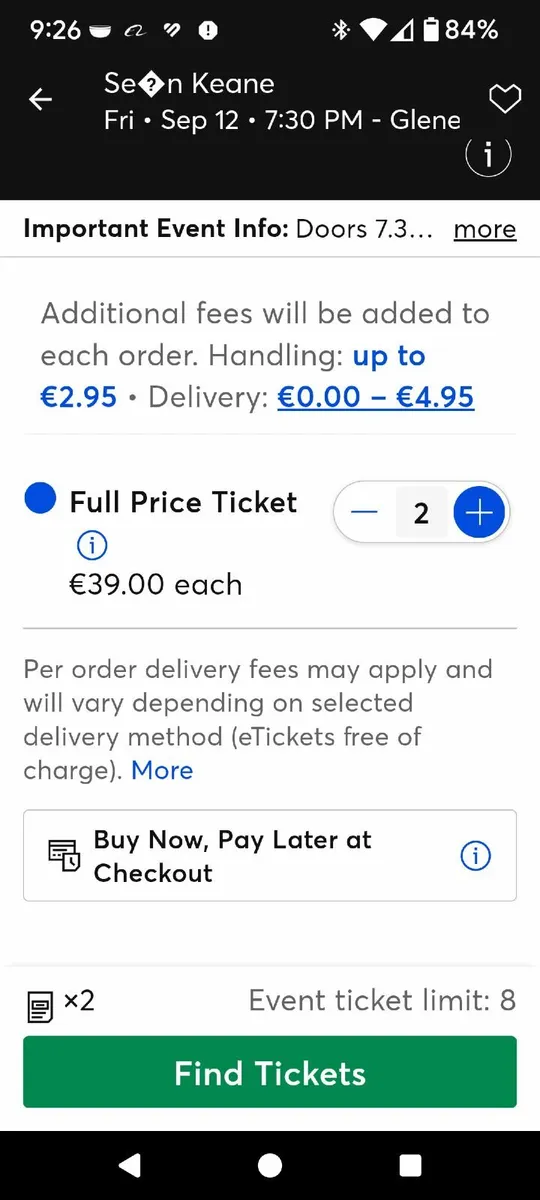 2Tickets @Sean Keane FrI12Sept INEC KILLARNEY Z - Image 4
